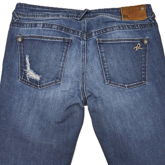 DL1961 Womens Low Rise Skinny Jeans Amanda Sz 28 x 29 Distressed Blue - Picture 6 of 16